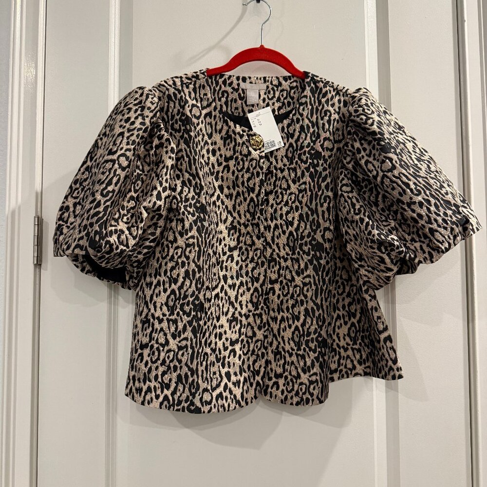 H & M  Soft Leopard print Blouse/Jacket with Puff Sleeves